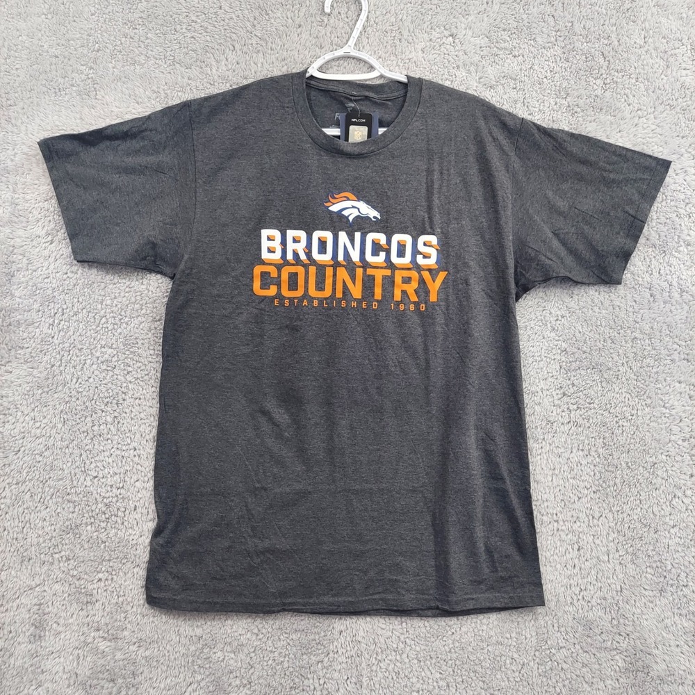 Fanatics Denver Broncos Country T-Shirt Men's Large Charcoal Heather NFL NWT